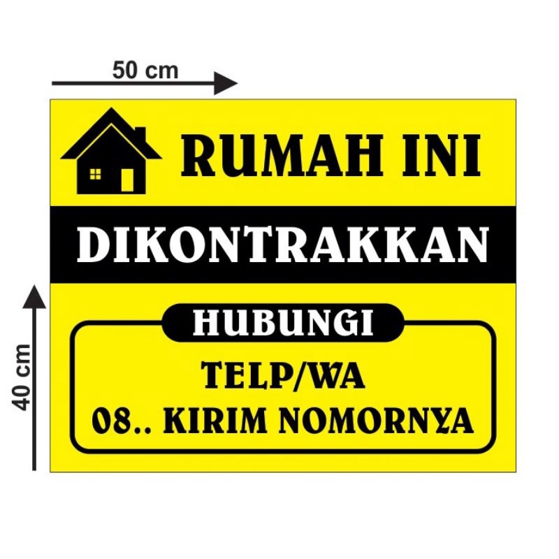 Spanduk Banner Rumah Di Kontrakan Ukuran 60 Cm X 60 C 3271