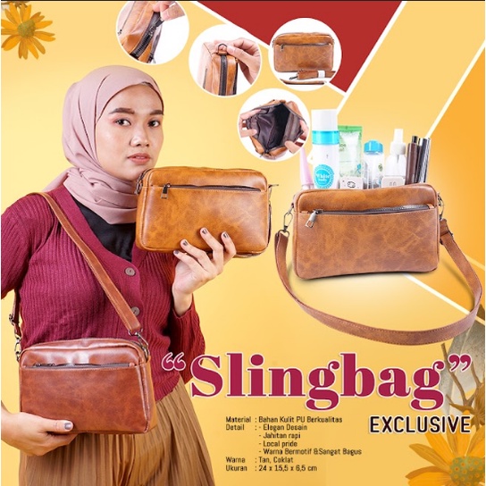 Tas Selempang Kulit Wanita Asli Tas Slempang Wanita Kulit Cewek DANELLA OL16 Sling Bag Wanita Fashion bahan Kulit PU SINTETIS PREMIUM