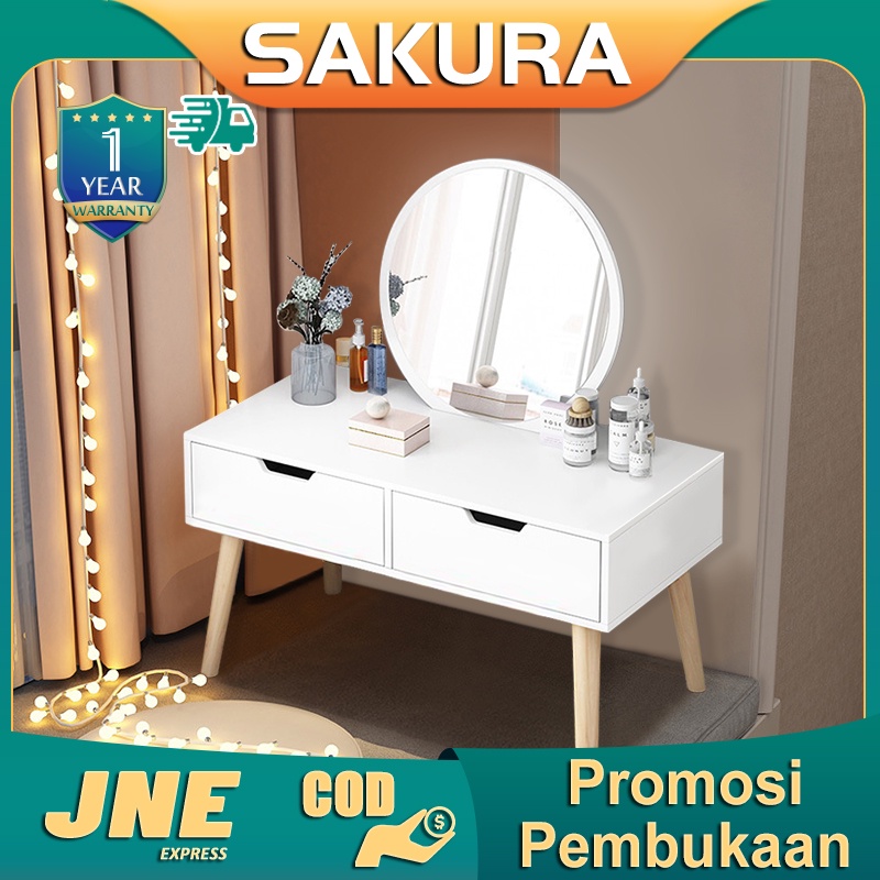 Weyon Sakura meja rias/meja rias Minimalis/meja rias Kecil/meja rias murah/meja rias Dinding/Gaya Kaca Putih（D17）