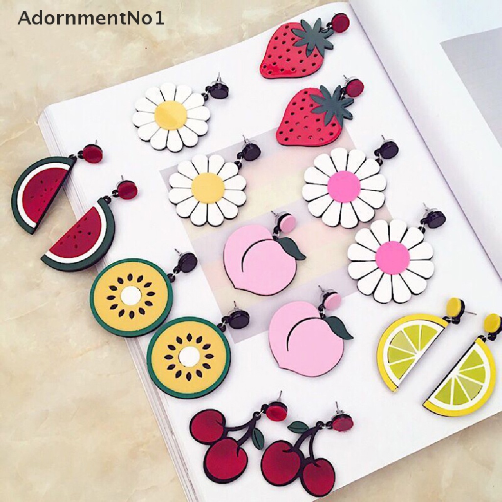 (AdornmentNo1) Anting Kait Gantung Bentuk Buah Strawberry / Nanas Untuk Wanita