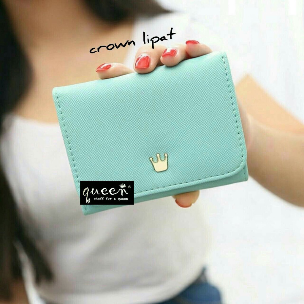 Promo Dompet Wanita Dompet Lipat Kotak Crown Mahkota Embos Lucu Elegan Bahan PU Leather Taiga Ukuran 10x10 20x20 20x15 Warna Hitam Coklat Pink Tosca Viral Murah meriah