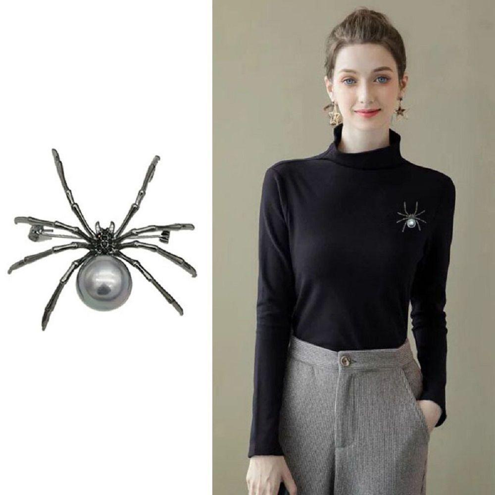 PREVA 1pc Black Spider Brooch Trendy Creative Jewelry Badge Exaggerated