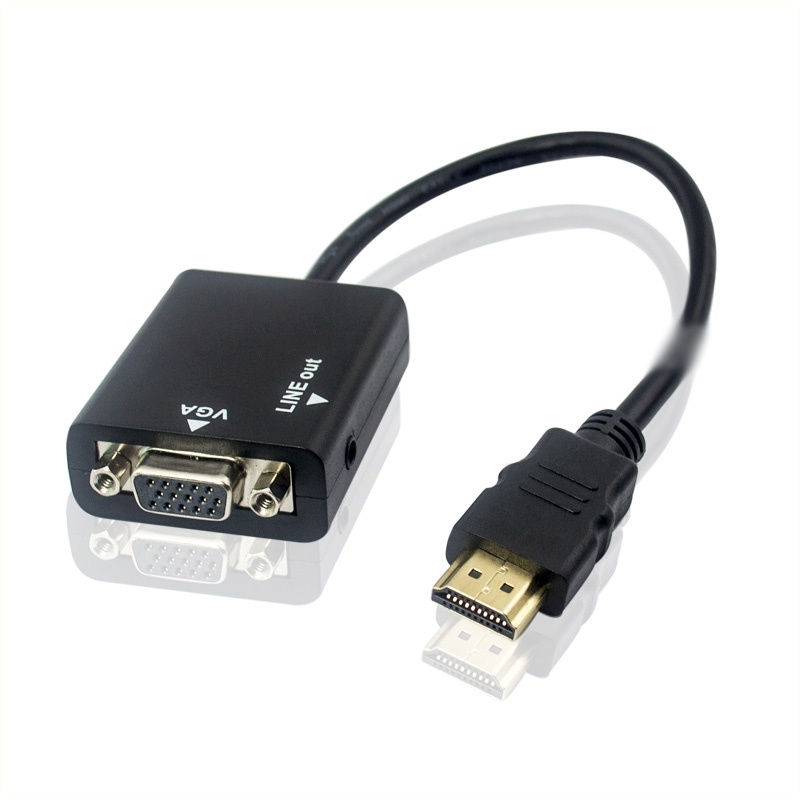 Taffware Kabel Adapter HDMI ke VGA Female Dengan Port Audio - HD008 - Black