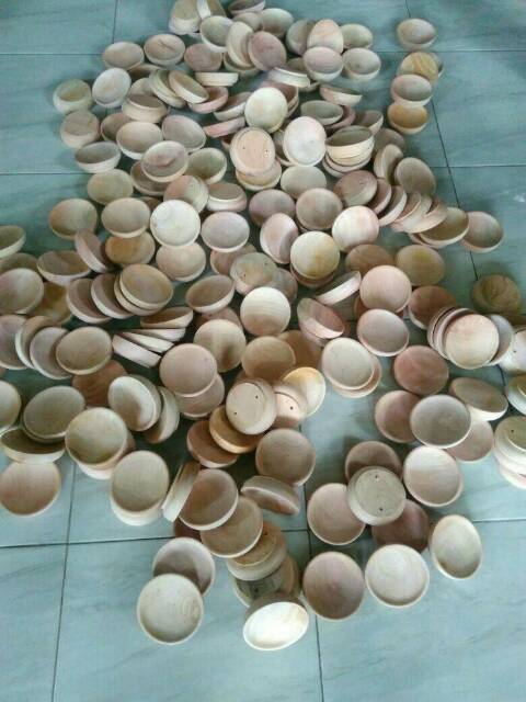 Cobek kayu / Wadah sambal / Tempat Sambal / Saus / Kecap / Bumbu dari Kayu Mahoni Diameter 10 cm