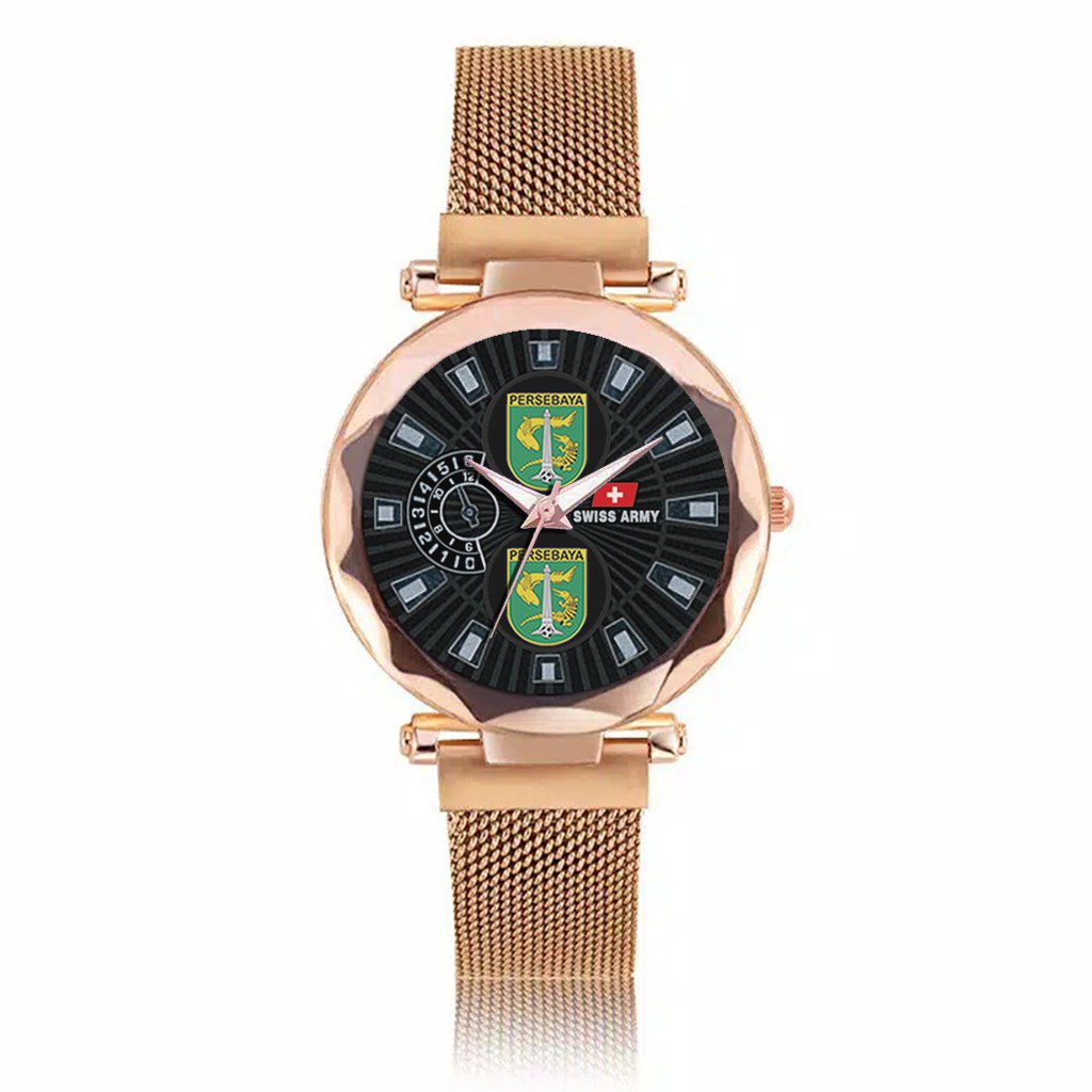 Jam Tangan Wanita Custom - PERSEBAYA Free Box &amp; Batre Cadangan