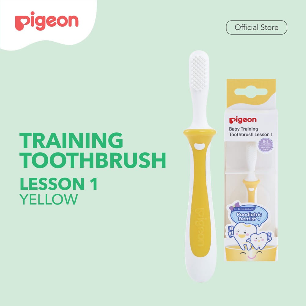 PIGEON Training Toothbrush Lesson 1 -Sikat Gigi Bayi 1 blue&amp;pink