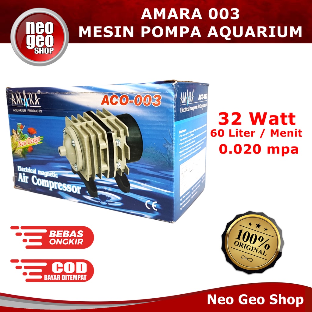 AMARA ACO003 ACO 003 mesin gelembung udara aerator kolam aquarium