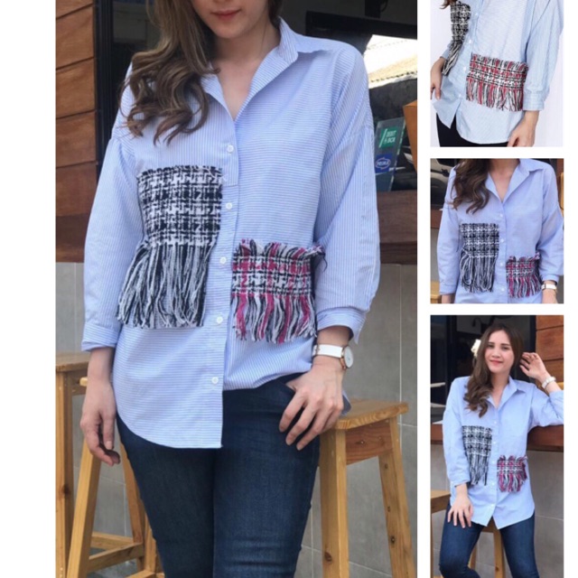 (J200) consenso blue ethnic blouse