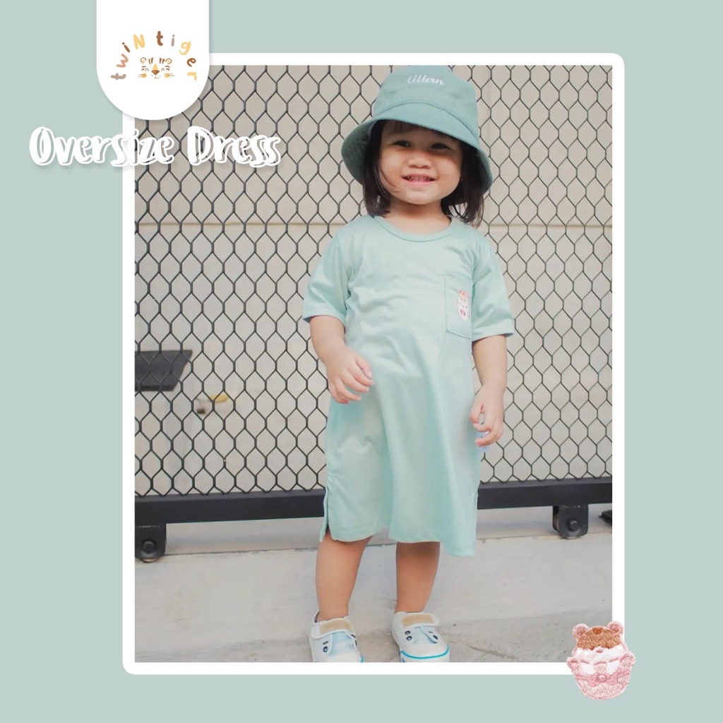 TWIN TIGER OVERSIZE DRESS BAJU ANAK TERUSAN DRESS ANAK FASHION ANAK PEREMPUAN  S M L