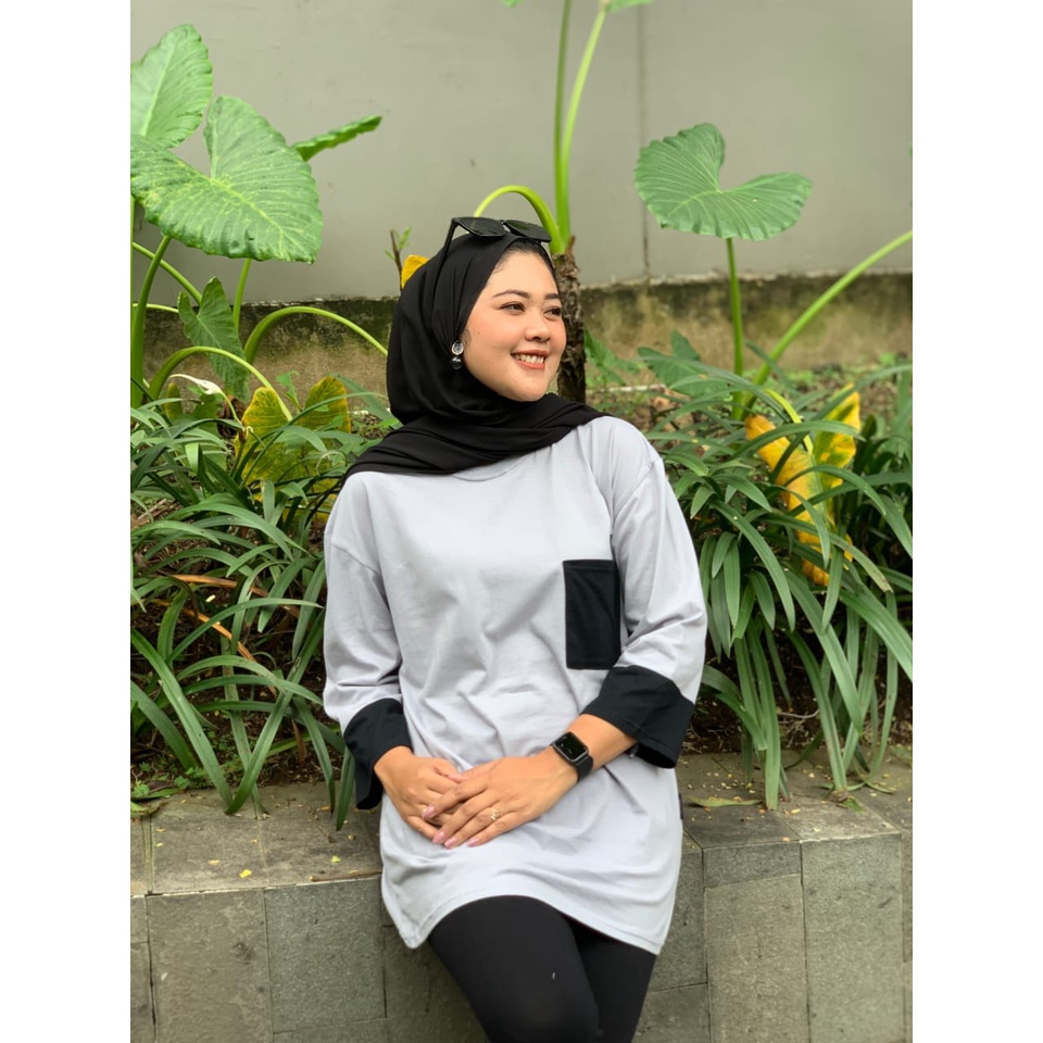 Kaos Oversize Aldira Hijab2022 / Oversize Kekinian / Kaos Ootd Oversize / Baju Wanita Jumbo / Model 