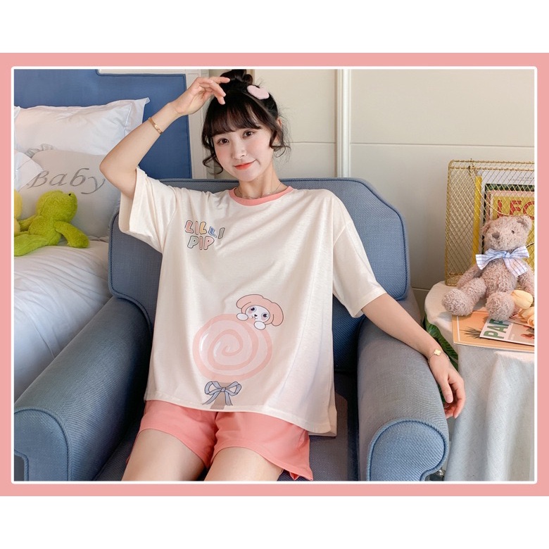 BAJU TIDUR PIYAMA SETELAN HOTPANT HP OVERSIZED IMPORT