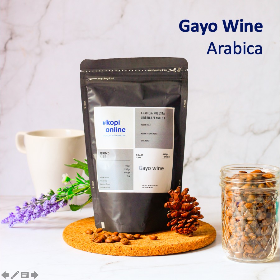 

ARABIKA ACEH GAYO WINE (MEDIUM ROAST) 100 GR COFFEE BEAN BIJI KOPI