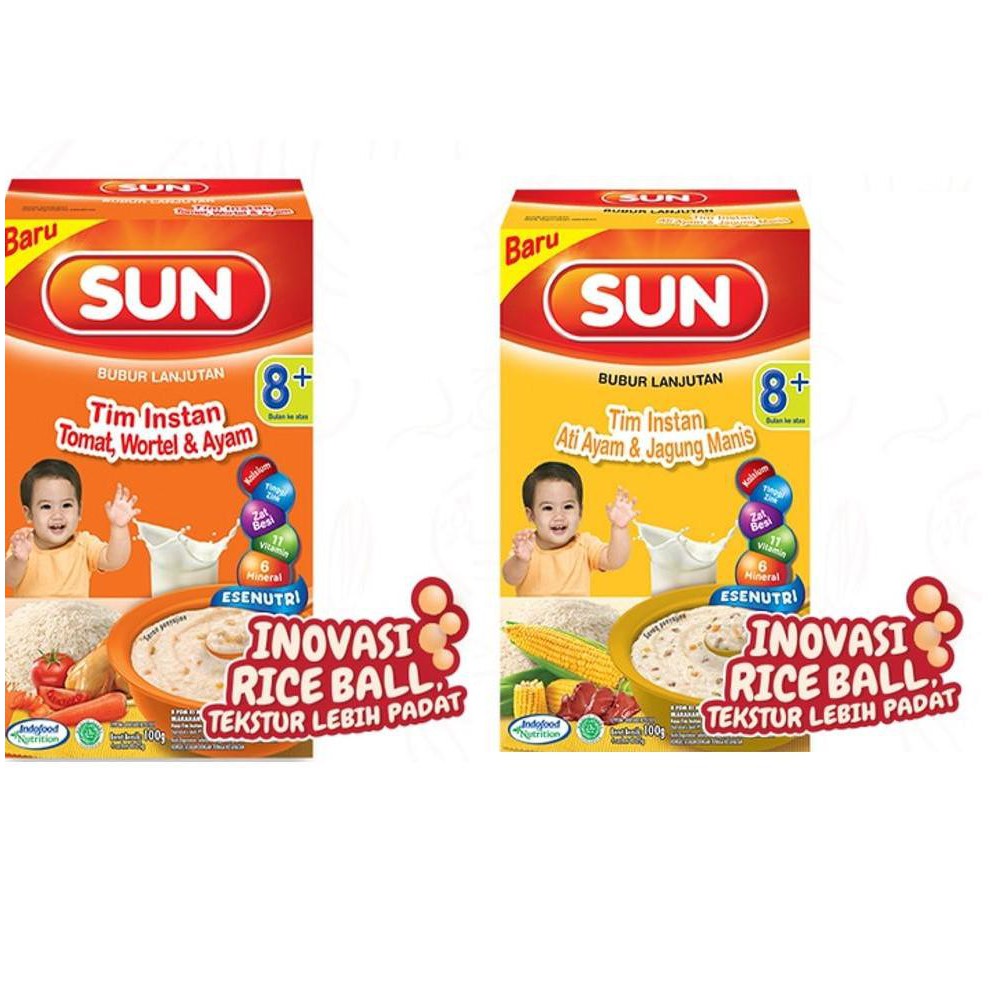 

TERMURAH SUN Tim Instant Tomat Wortel Ayam Box 100 g x 1 Pcs + SUN FOC 8+ Ati Ayam Jagung Manis ....