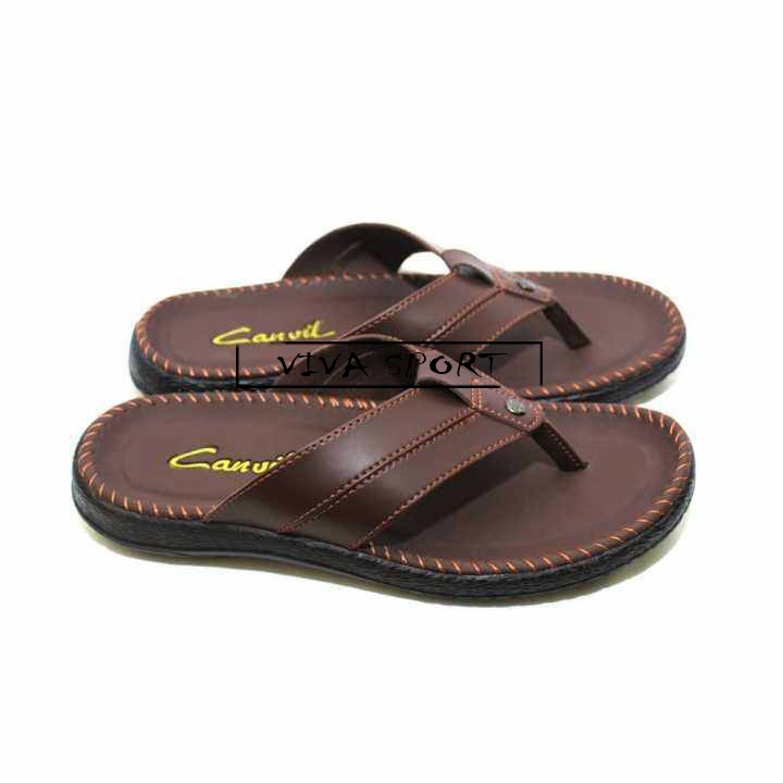 PROMO SANDAL PRIA JAPIT KULIT DEWASA COKLAT / SANDAL SLIP ON TERBARU /SANDAL SELOP PRIA