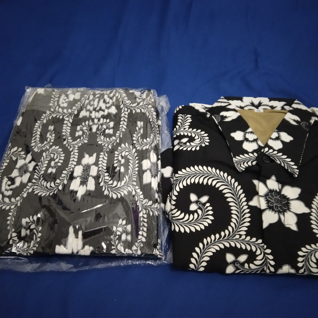 (cod) Lembayung.id / Couple Kemeja Batik Berfuring Dan Rok  Plisket Motif Kasuwari Seri 4