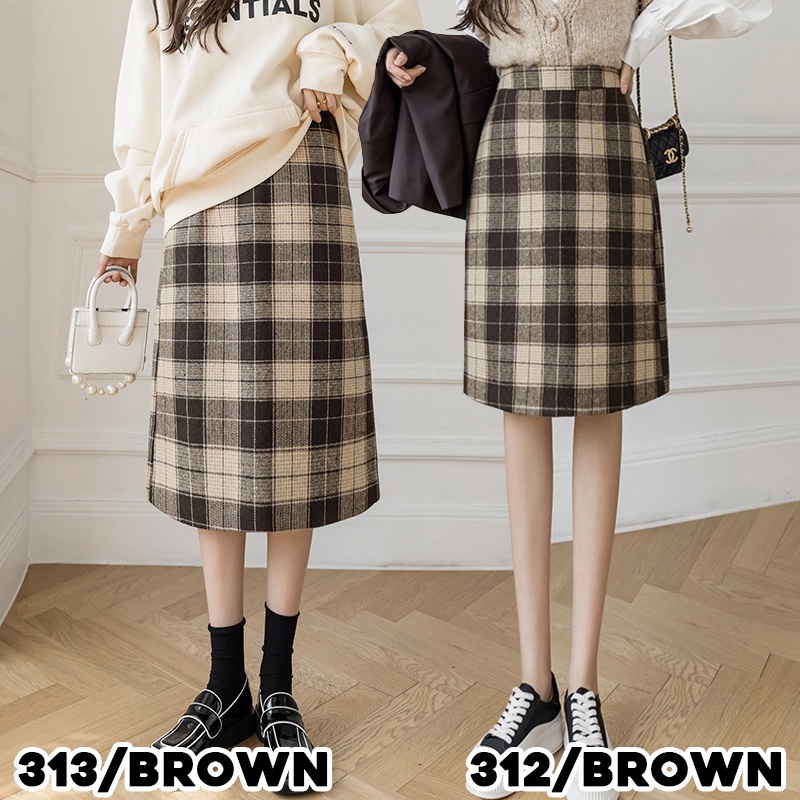 KARAKOREA 312/313 Midi and Maxi Tartan skirt/Korean Women Skirt/Rok Midi dan Rok Panjang