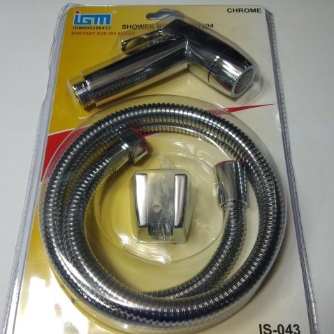 Jet Shower Kloset Toilet Closet Wasser Cebok WC Semprotan Pipa Tee 043/SHOWER CEBOK IGM CHROME DAN HITAM/SHOWER BIDET