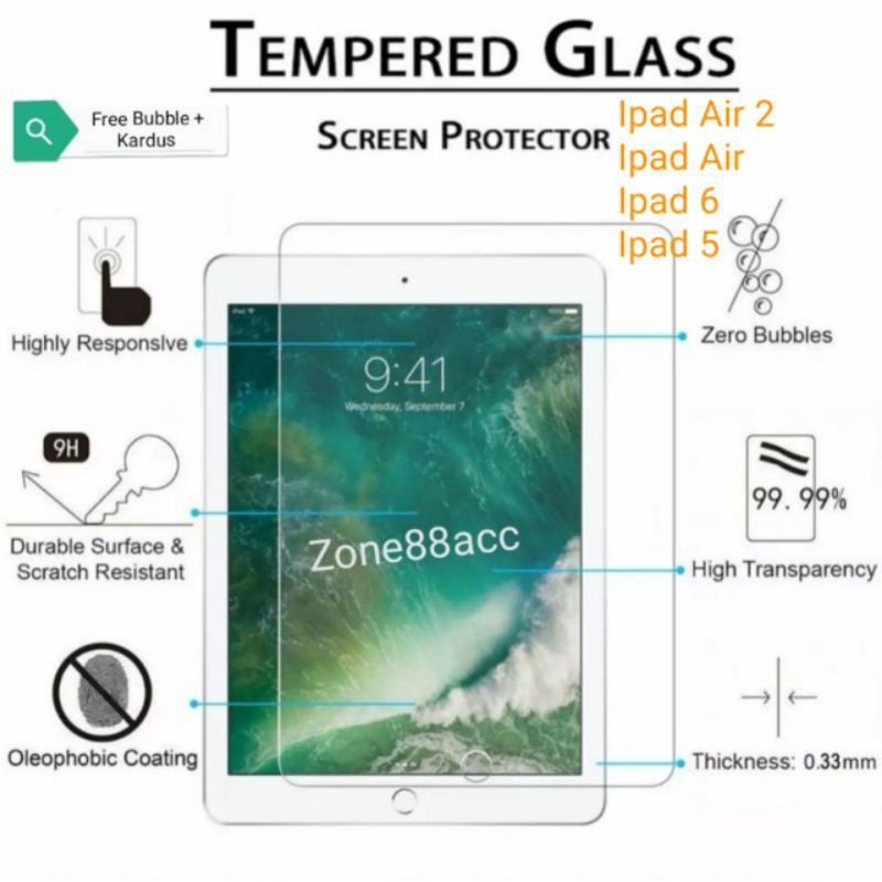 Ipad 5 6 Ipad Air 1 2 Air2 9.7 Antigores Bening Blue Ceramic Antiblue Tempered Glass Screen protector