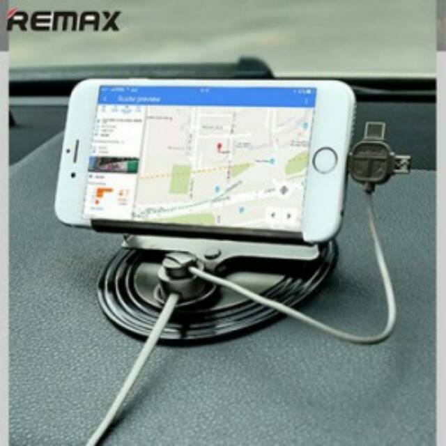 Remax Car Phone Holder Letto 360 Degrees with 3 in 1 Cable RC-FC2