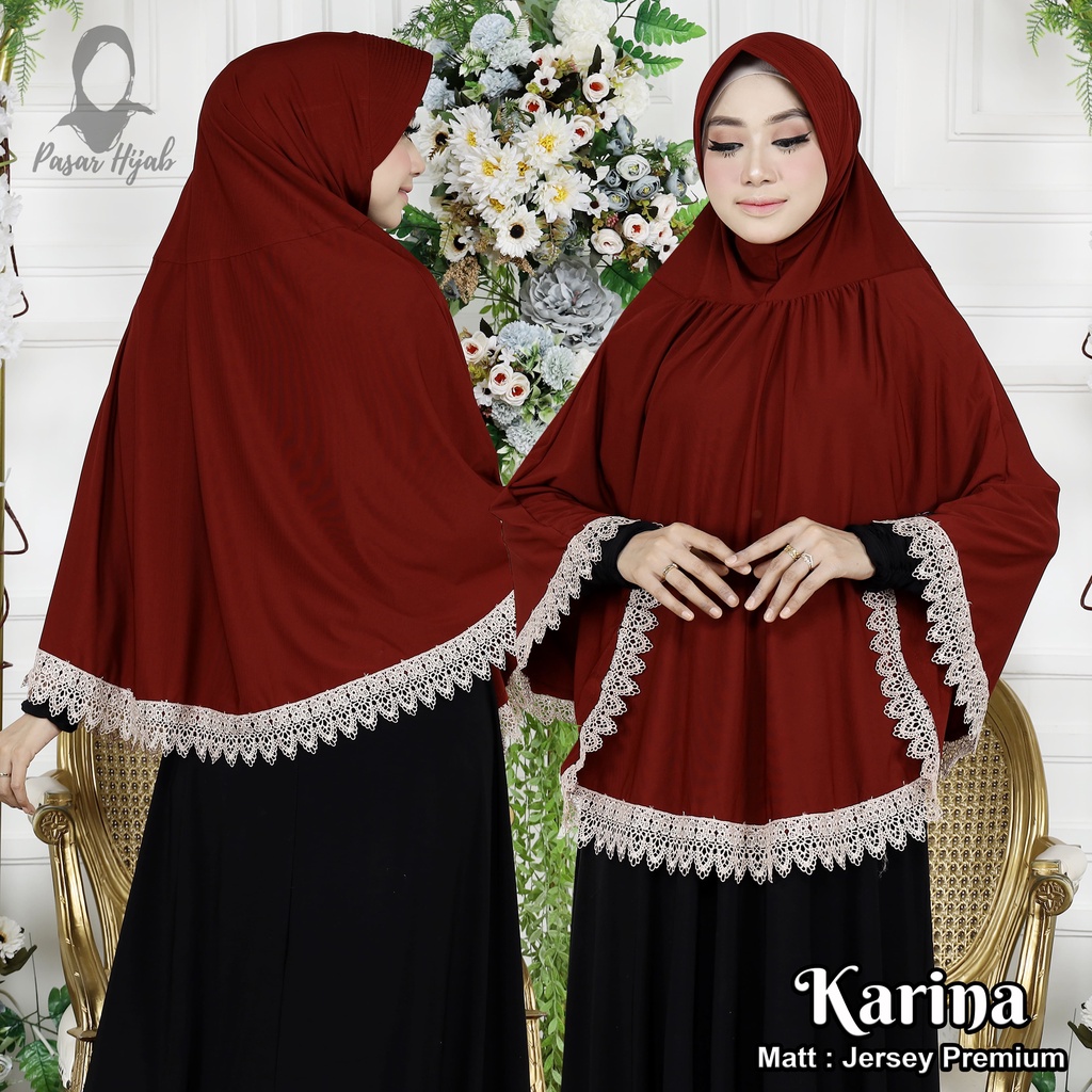 Jilbab Insan Karina Jumbo Renda Hijab Instan Jersey Premium Kerudung Bergo Pasar Hija'b