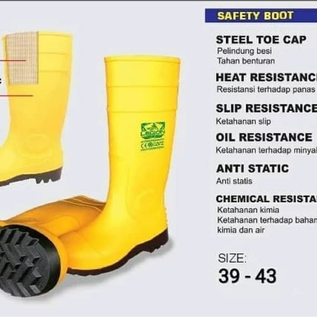 Sepatu Boot Safety PVC Sparta Gosave Steel Toe Ujung Besi Baja