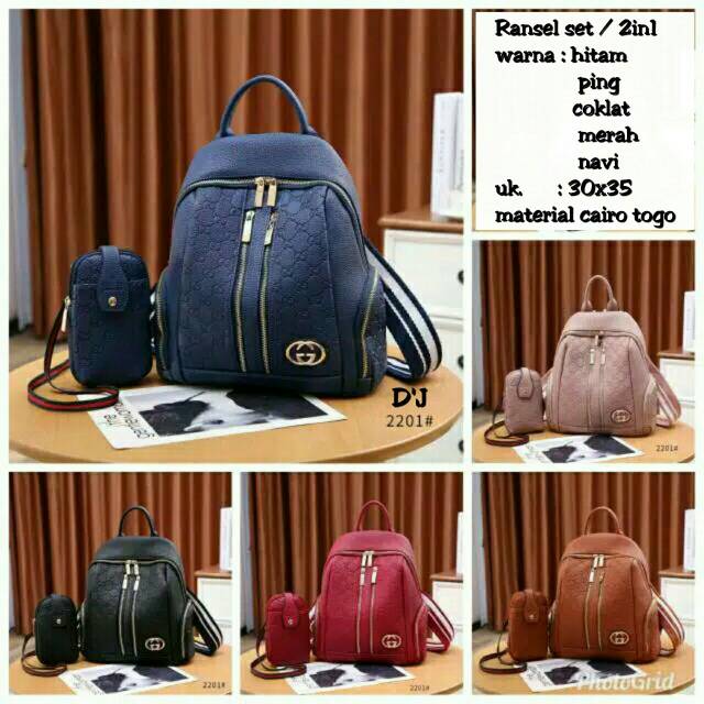 Backpack 2in1 dua res tas ransel wanita fashion mewah harga murah multifungsi tas lokal batam