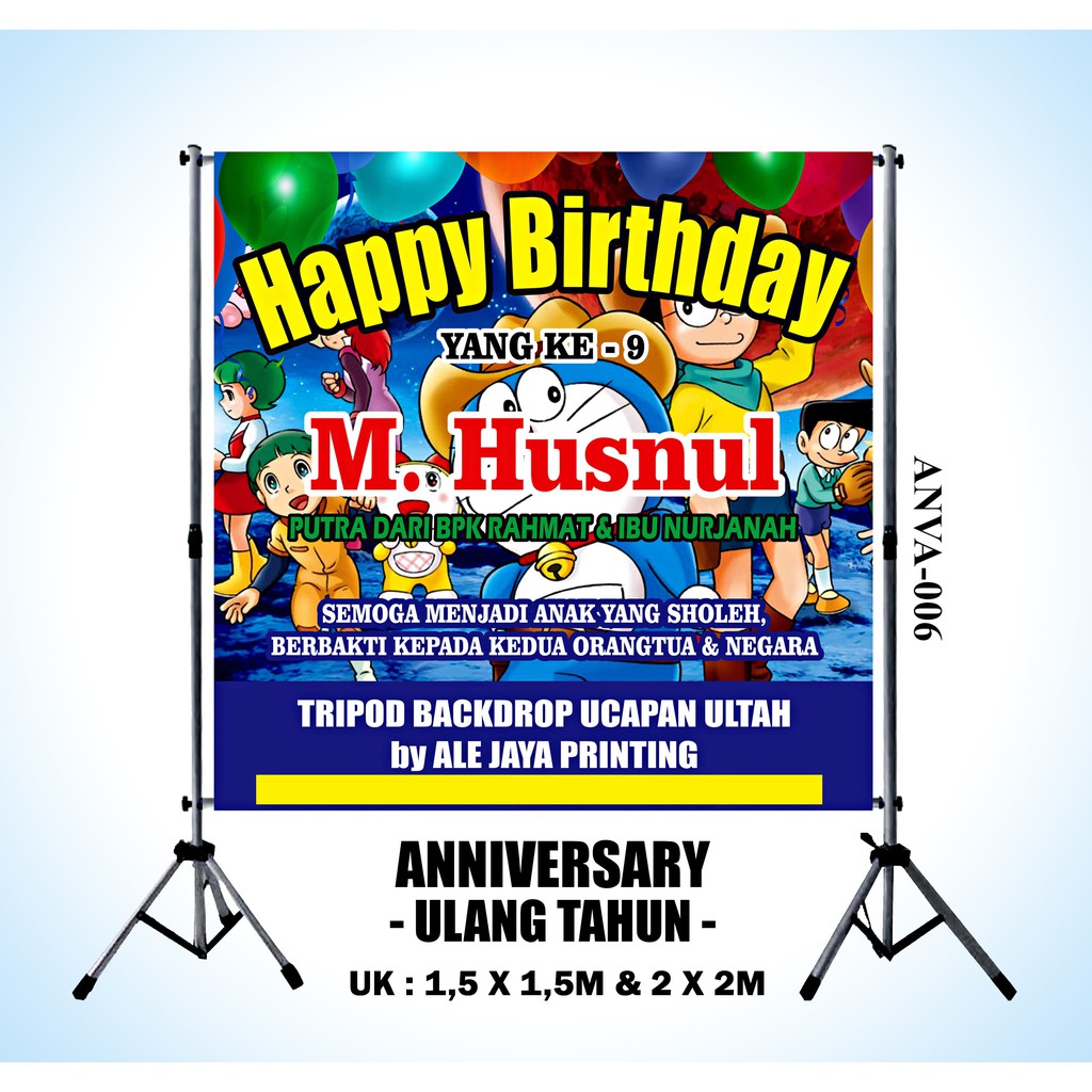 KARANGAN BUNGA UCAPAN ULANG TAHUN DIGITAL PRINTING  TRIPOD BACKDROP  UT2