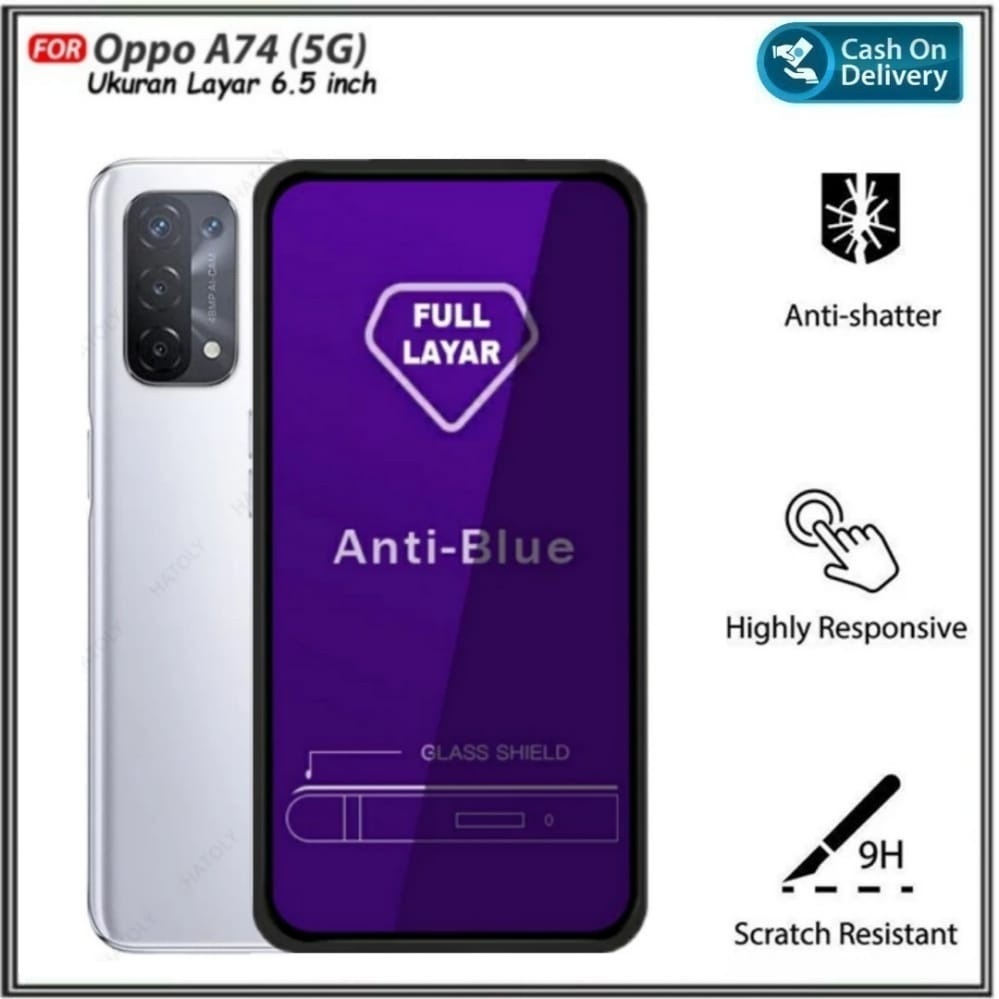 Anti Blue Ray 10D Tempered Glass  Oppo A16 / A71 / A74 4G 5G / Reno 4 / Reno 4F / Reno 2F FULL LAYAR ANTI RADIASI