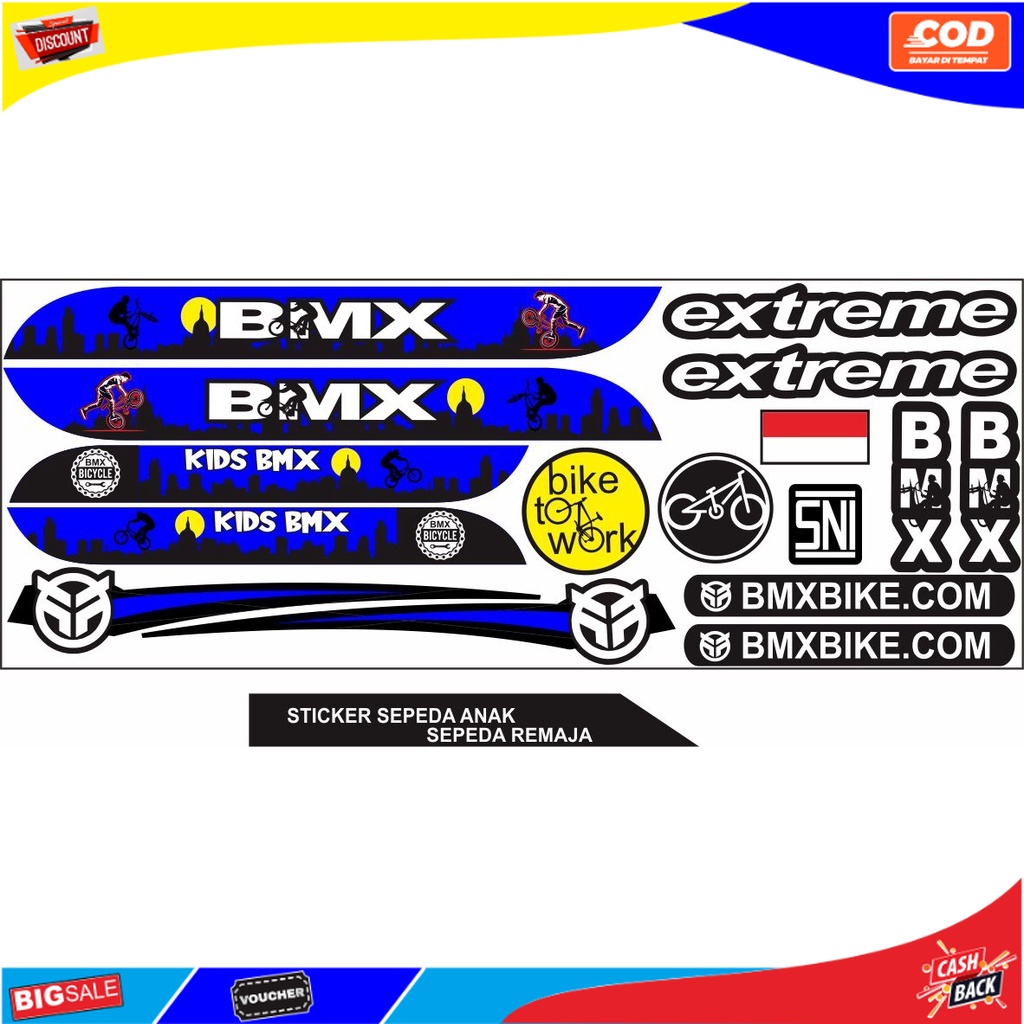 STIKER STRIPING SEPEDA ANAK SEPEDA BMX / VARIASI SEPEDAH ANAK BIKE LIS BMX VARIASI POLET STIKER KIDS