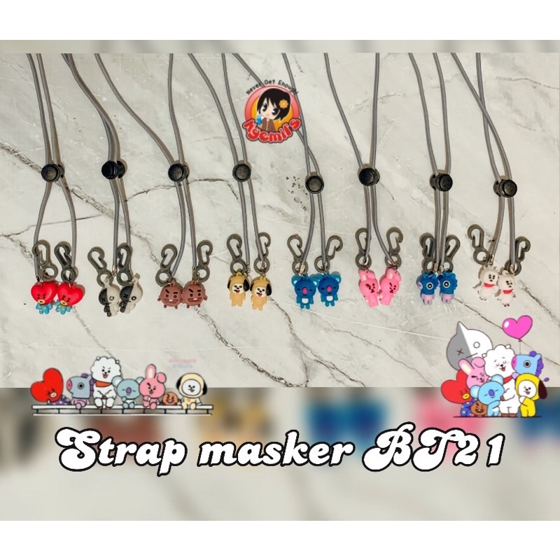 kalung strap masker BT21 - tali masker BTS - strap tali masker karakter BTS BT21