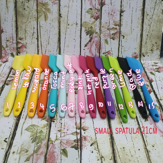 SPATULA KECIL GEPENG color small rubber spatula non sambungan / spatula kecil 21cm food grade