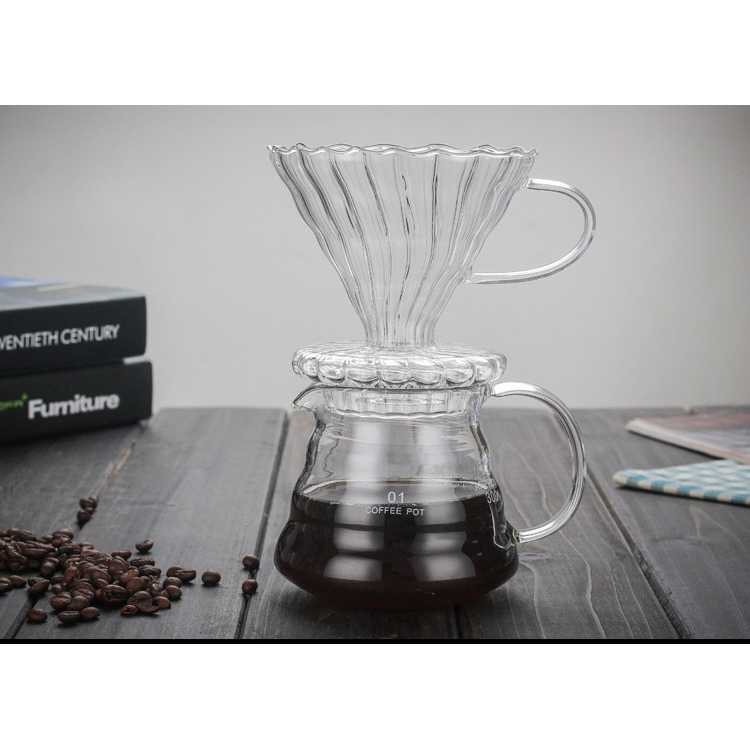 Server Kopi V60 Coffee Maker Pot Drip Kettle Glass Teko Kaca Barista Espresso Pitcher