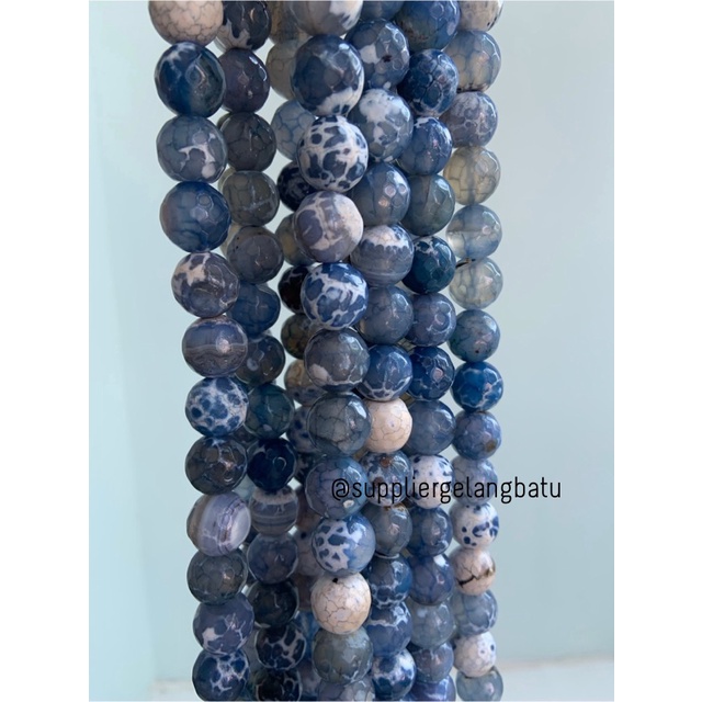 batu alam sodalite serat FACETED 12mm cutting amethys aksesoris craft