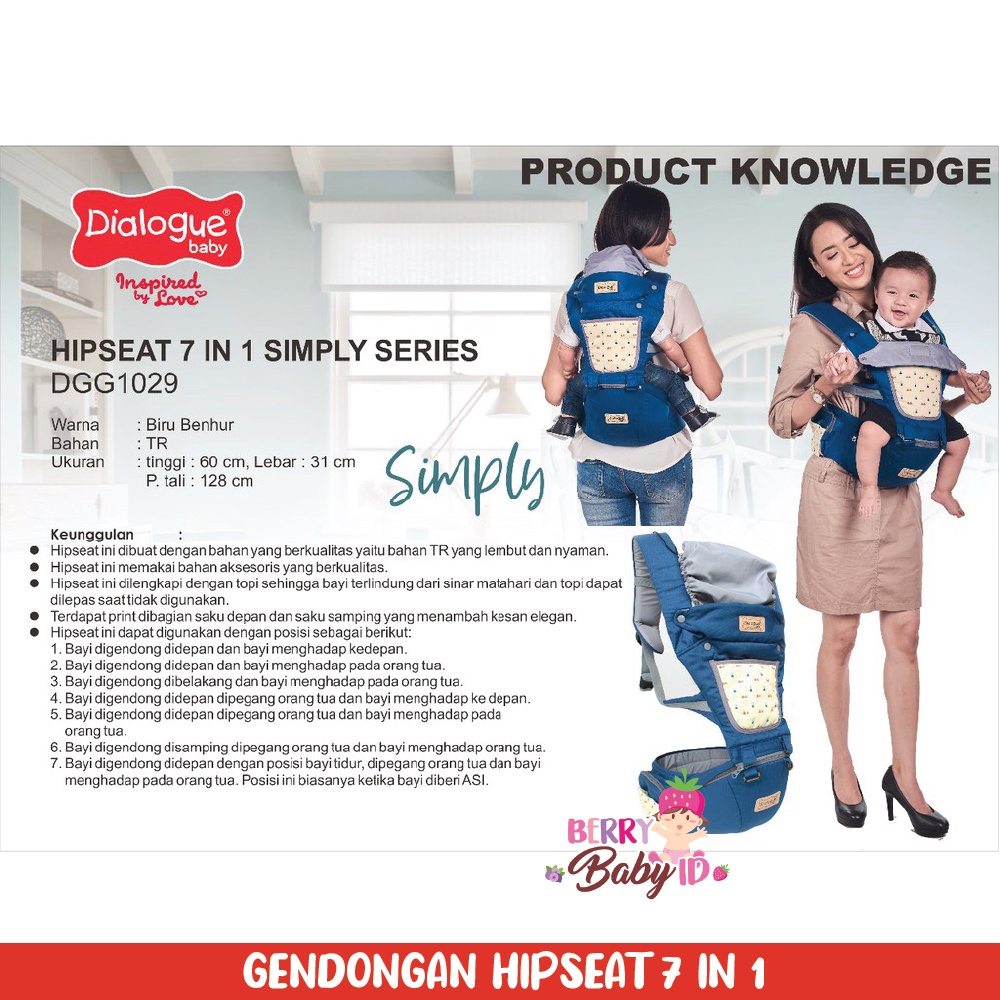 Dialogue Baby Hipseat 7-In-1 Gendongan Depan Bayi Baby Carrier Berry Mart