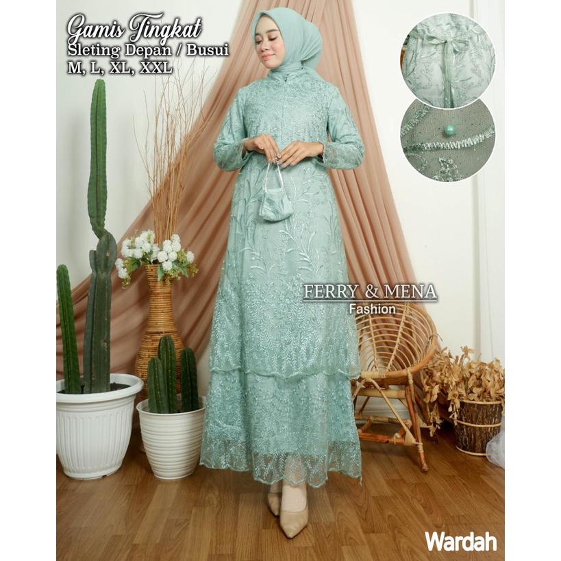 Kebaya Modern Gamis Tulle Tingkat Lavender Dan Warna Lain