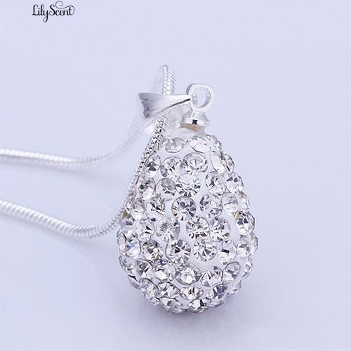 Perempuan Shiny Silver Plated Rhinestone Air Mata Drop Kalung