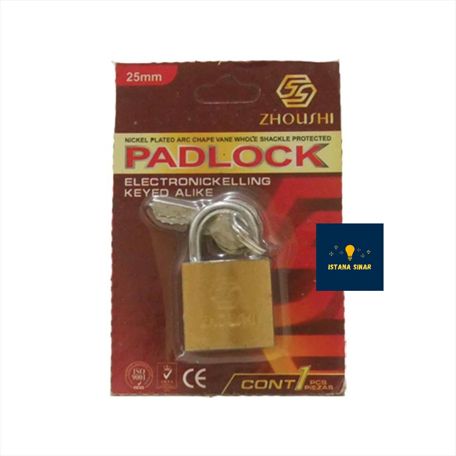 GEMBOK PINTU / GEMBOK KUNCI PINTU / GEMBOK BESI KUNING / GEMBOK KOPER 25 MM FREED / GEMBOK FREED
