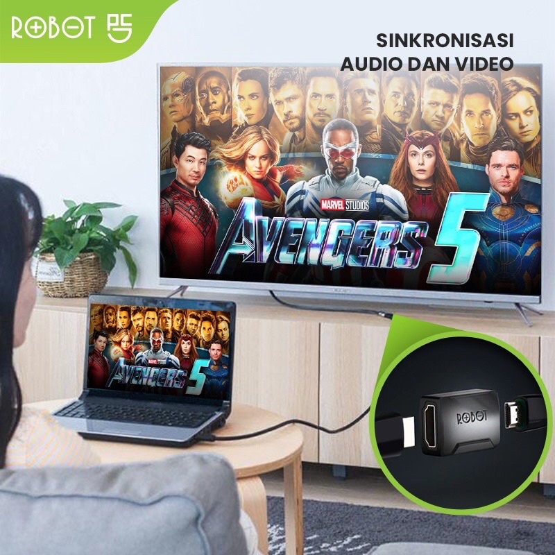 ROBOT RHH10 Adapter Ekstensi Kabel HDMI Female to Female 4K HD Original - Garansi 1 Tahun