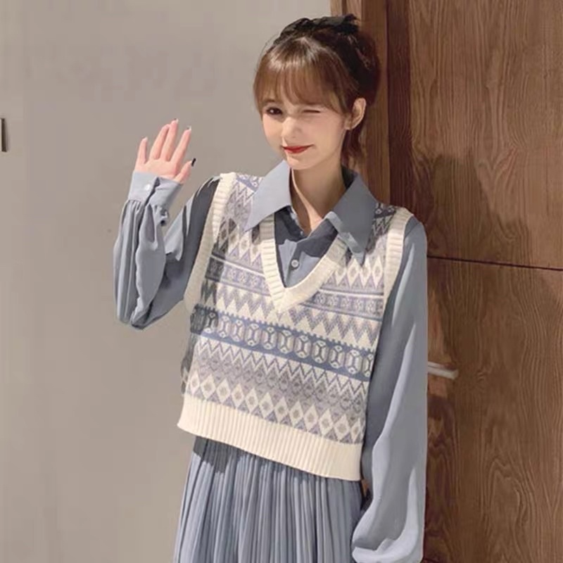 KNIT VEST WANITA ATASAN  RAJUT KOREAN STYLE OVERSIZED BAJU KAOS MX927