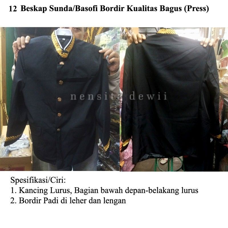 Beskap Sunda Pres Halus / Bahu Tegak - Polos dan Bordir