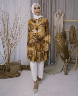 Elina Tunik  plisket flower  baju  atasan wanita fit to xl 