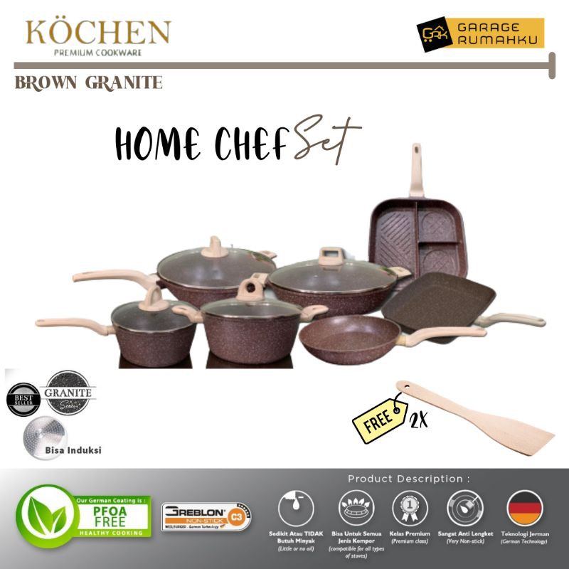 KOCHEN HOME CHEF SET SATU SET KOCHEN PREMIUM COOKWARE CAROTE BLODE PANCI ANTI LENGKET