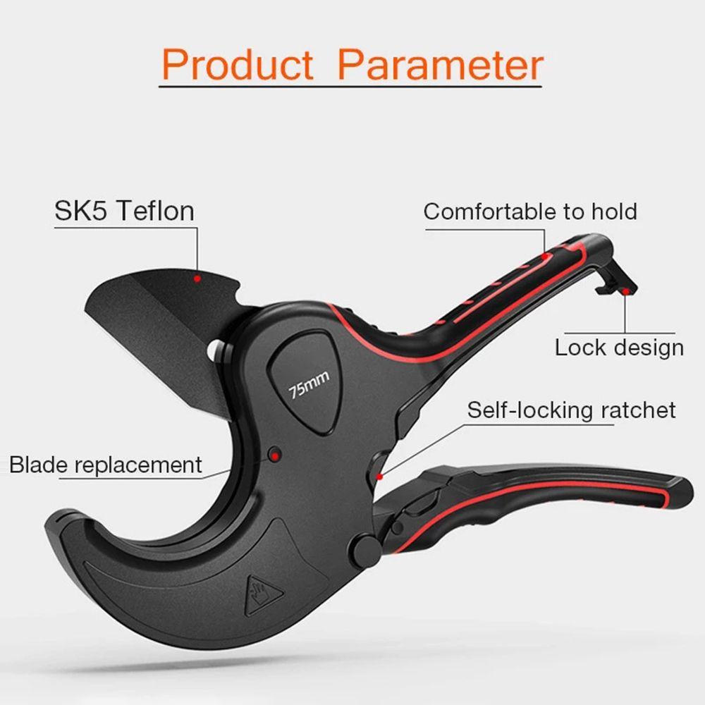 Preva Pipe Cutter Profesional PP/PE Hose Hot Melt Tube Ratchet Gunting Selang Cutting Self-locking Hand Tools
