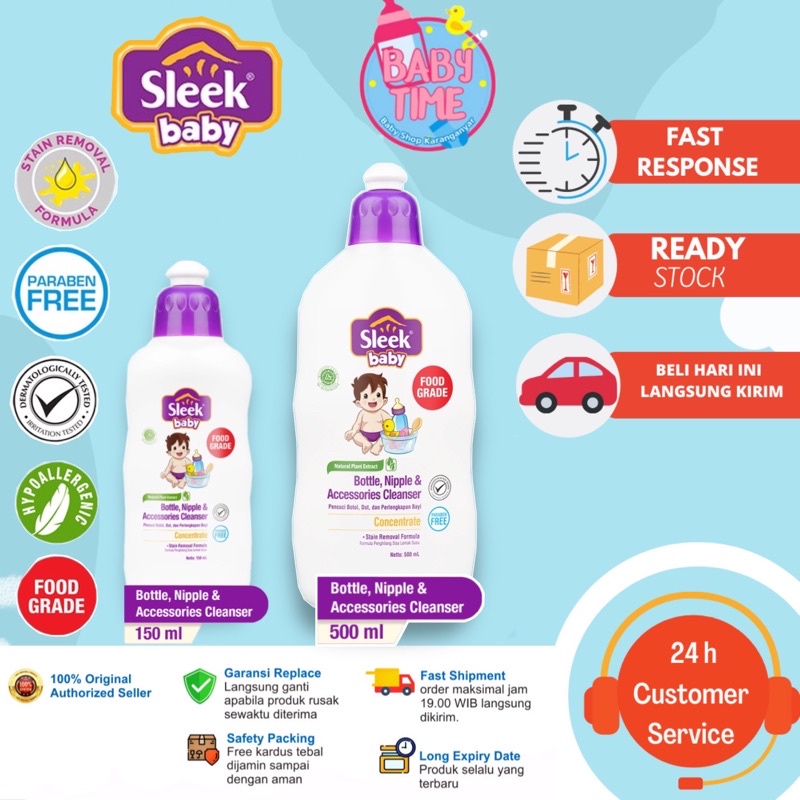 Sleek Baby Nipple &amp; Baby Acc Cleanser 150ml &amp; 500ml Bottle / Sabun pencuci botol dan peralatan bayi