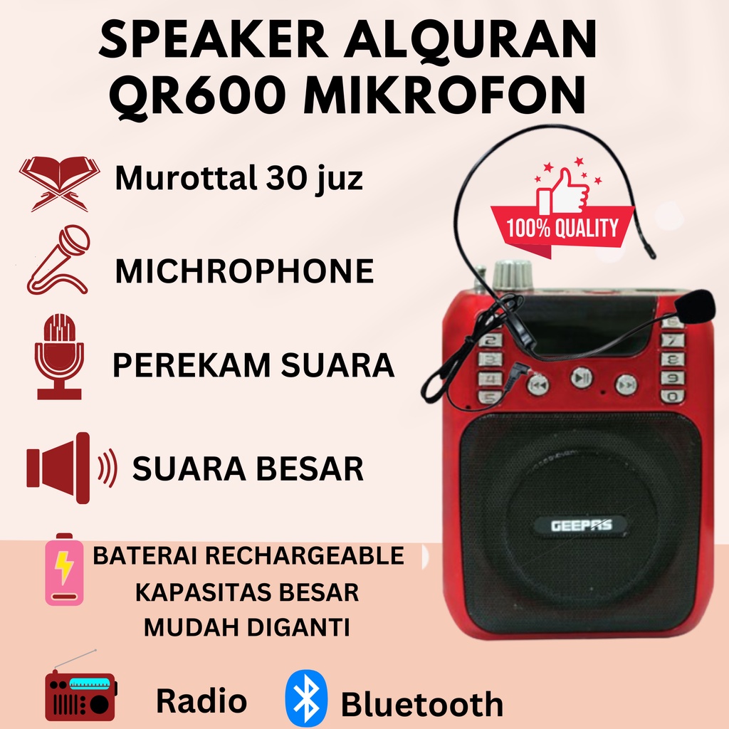 Speaker Al-Quran Rhimoa Q600bt terlengkap dan terbaru