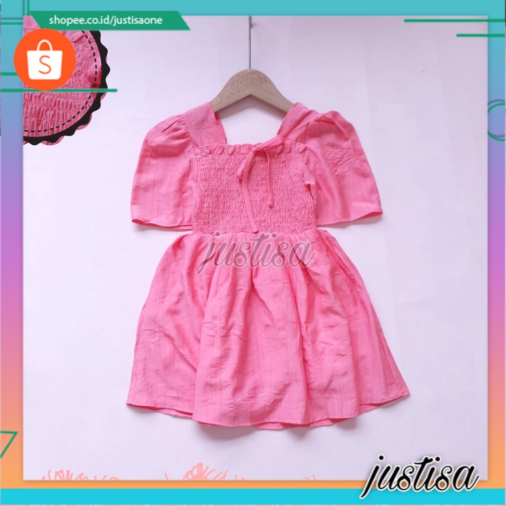 Promo !! Dress Anak Perempuan Lucu / Dress Kerut wrinkle plain 1-3th / Baju Anak Perempuan Simple