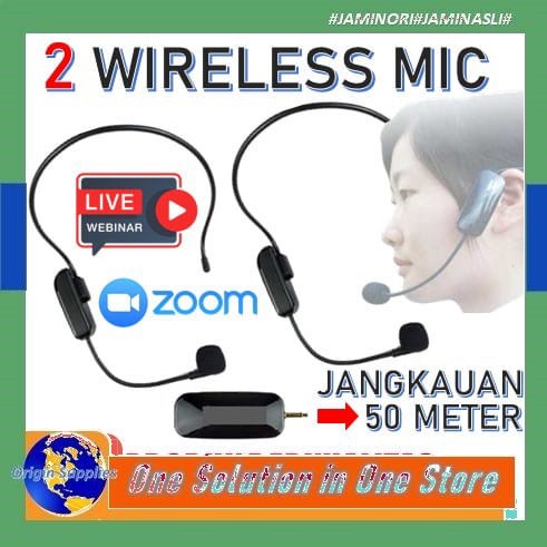 MICROPHONE WIRELESS UNIVERSAL 2 HEADSET MIC TANPA KABEL 2 BANDO