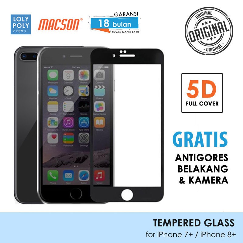 LOLYPOLY Full Cover Tempered Glass iP 7 / 8 Plus JAPAN Quality 5D