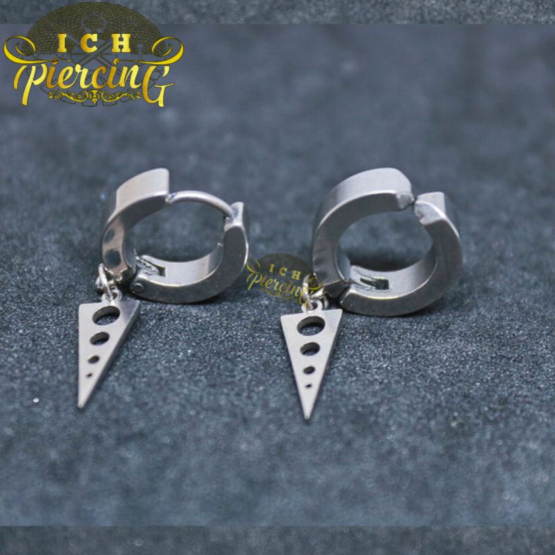 Anting Tindik dan Jepit Gantung Model Segitiga lancip titanium anti karat