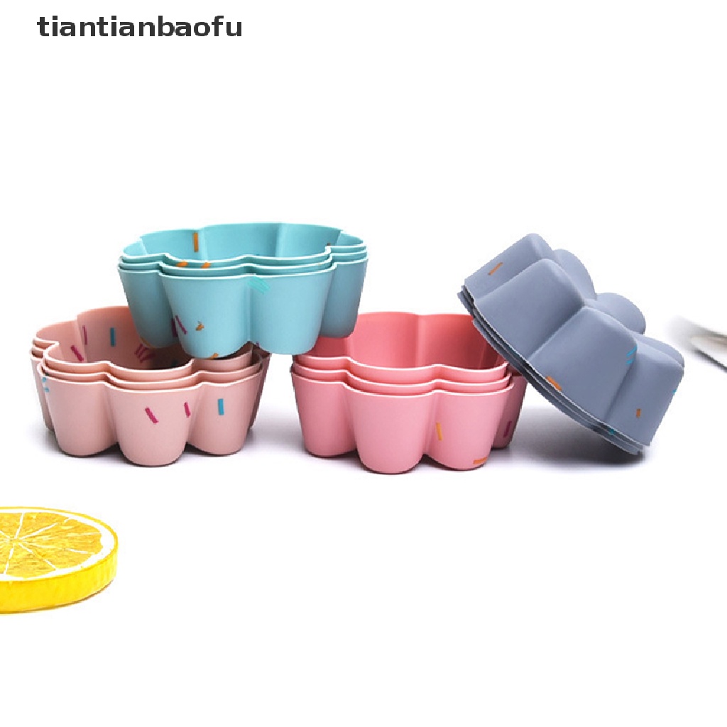 6 Pcs Cetakan Kue Muffin Bentuk Bunga Dapat Digunakan Kembali Untuk Alat Dapur